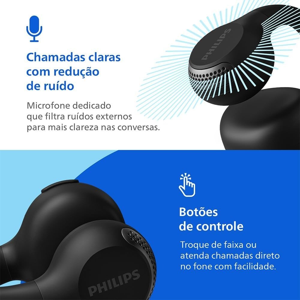 Fone De Ouvido Bluetooth Philips Taq2000bk Corrida Esportes