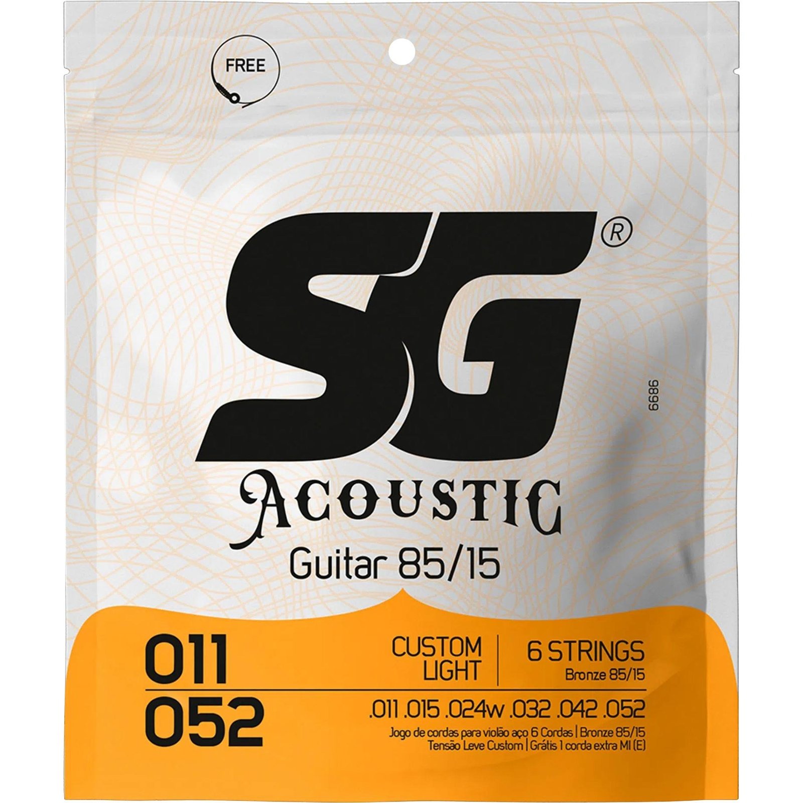 Encordoamento Corda Violão Aço Sg Acoustic Custom Light 0.11
