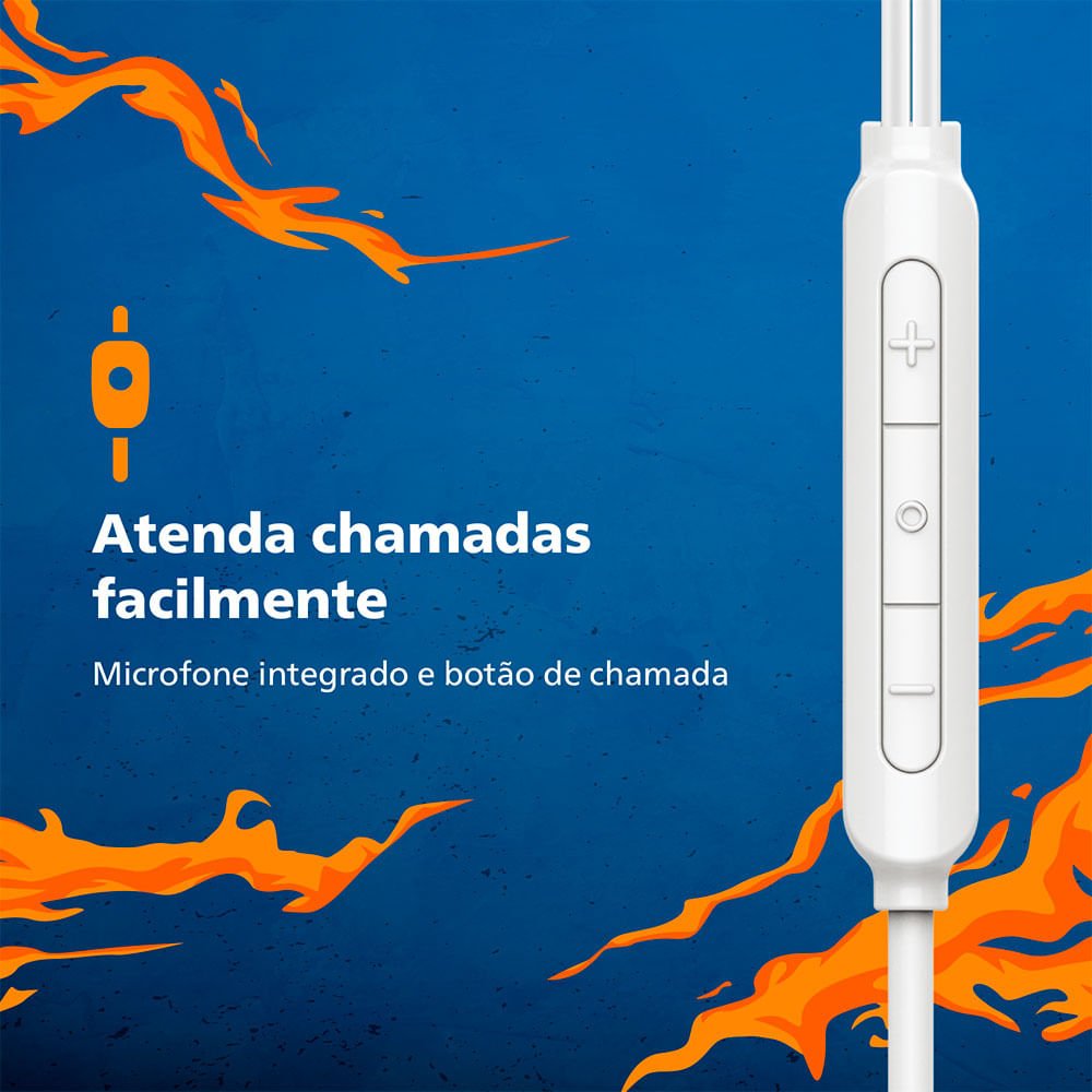 Fone De Ouvido Tipo C Com Fio Philips Tae2146bk/00 Branco