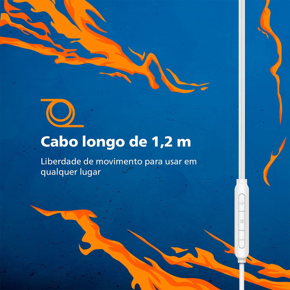 Fone De Ouvido Tipo C Com Fio Philips Tae2146bk/00 Branco