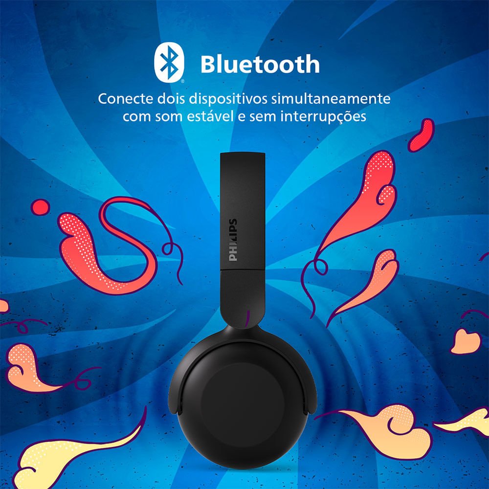 Headphone Philips Wireless Bluetooth, Até 25h, Tah2209bk/55