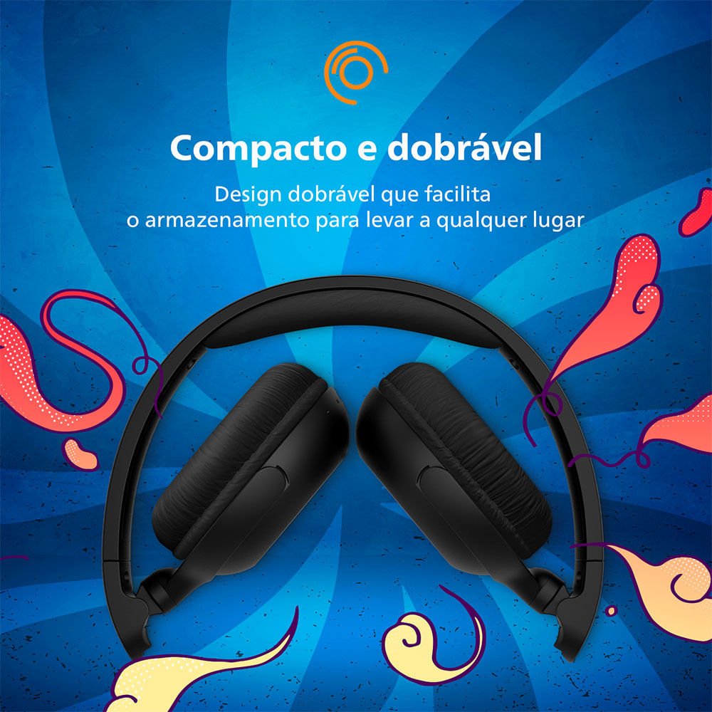Headphone Philips Wireless Bluetooth, Até 25h, Tah2209bk/55