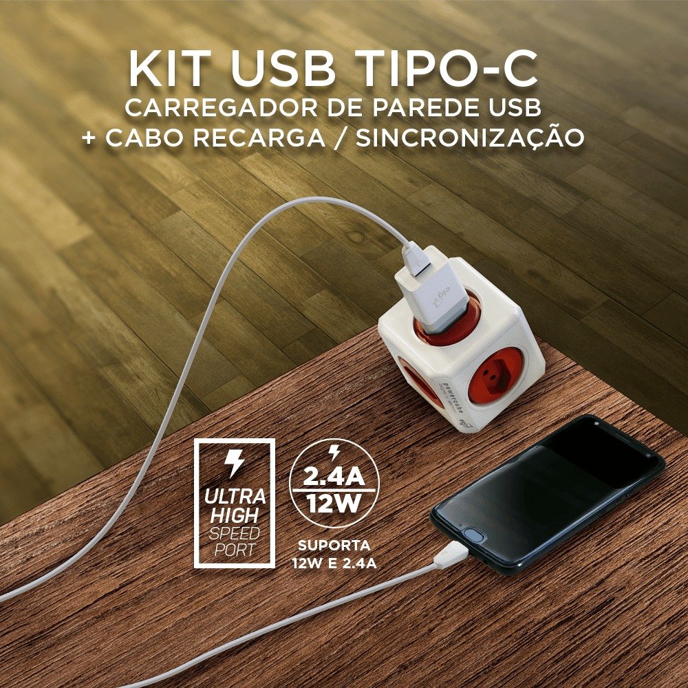 Kit Carregador Parede Usb ELG + Cabo Usb Tipo-c KT10WC