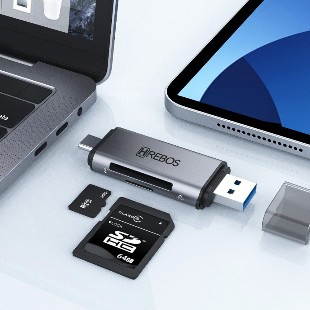 Leitor De Cartão Sd E Micro Sd Hrebos If-230 Usb 2.0 Cinza