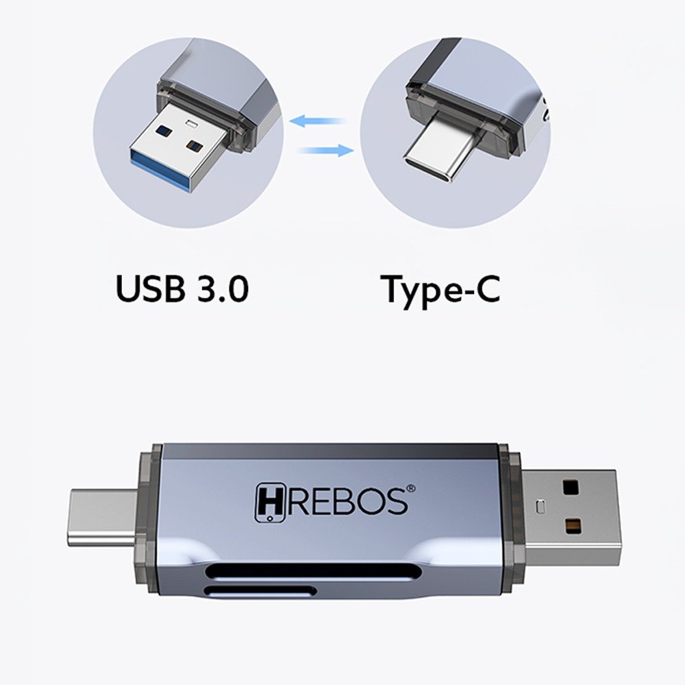 Leitor De Cartão Sd E Micro Sd Hrebos If-244 Usb 3.0 Cinza