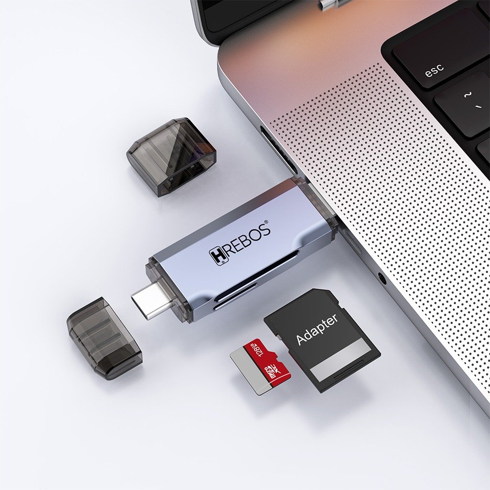 Leitor De Cartão Sd E Micro Sd Hrebos If-244 Usb 3.0 Cinza