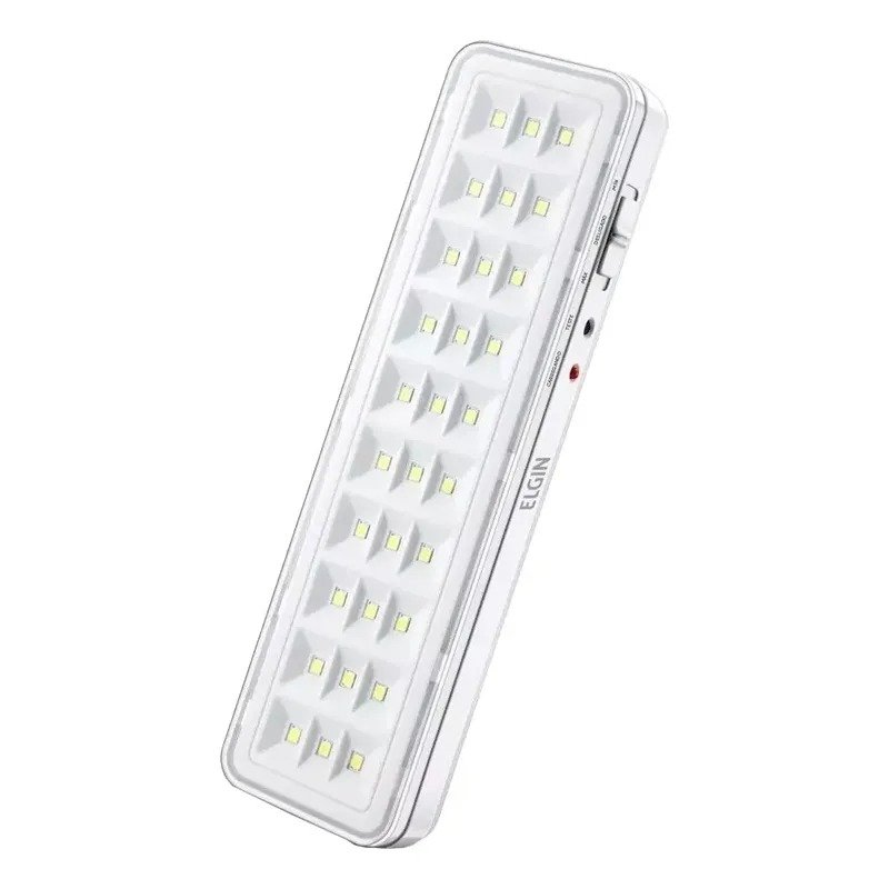 Luminária De Emergência Elgin 30 Led 2w Bateria Lítio Bivolt Branco 127/220v