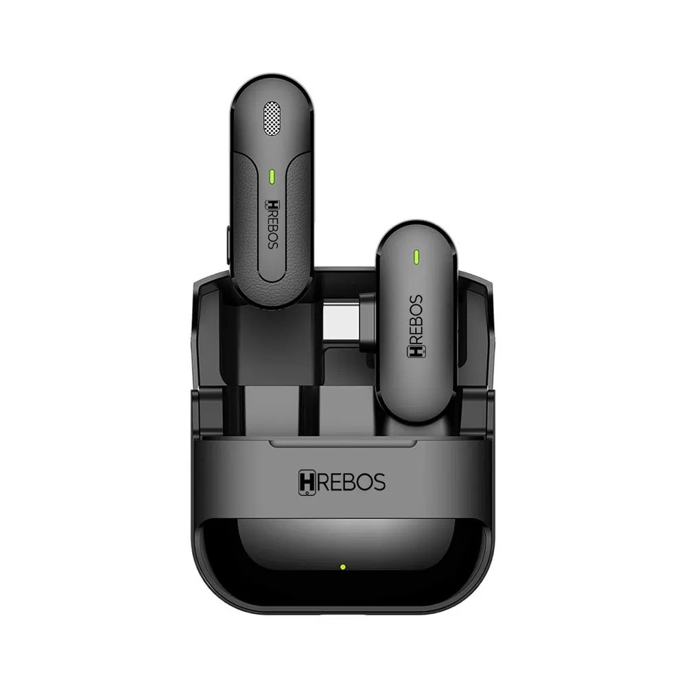 Microfone Lapela Sem Fio Hrebos If-210 Tipo C Com Case Preto