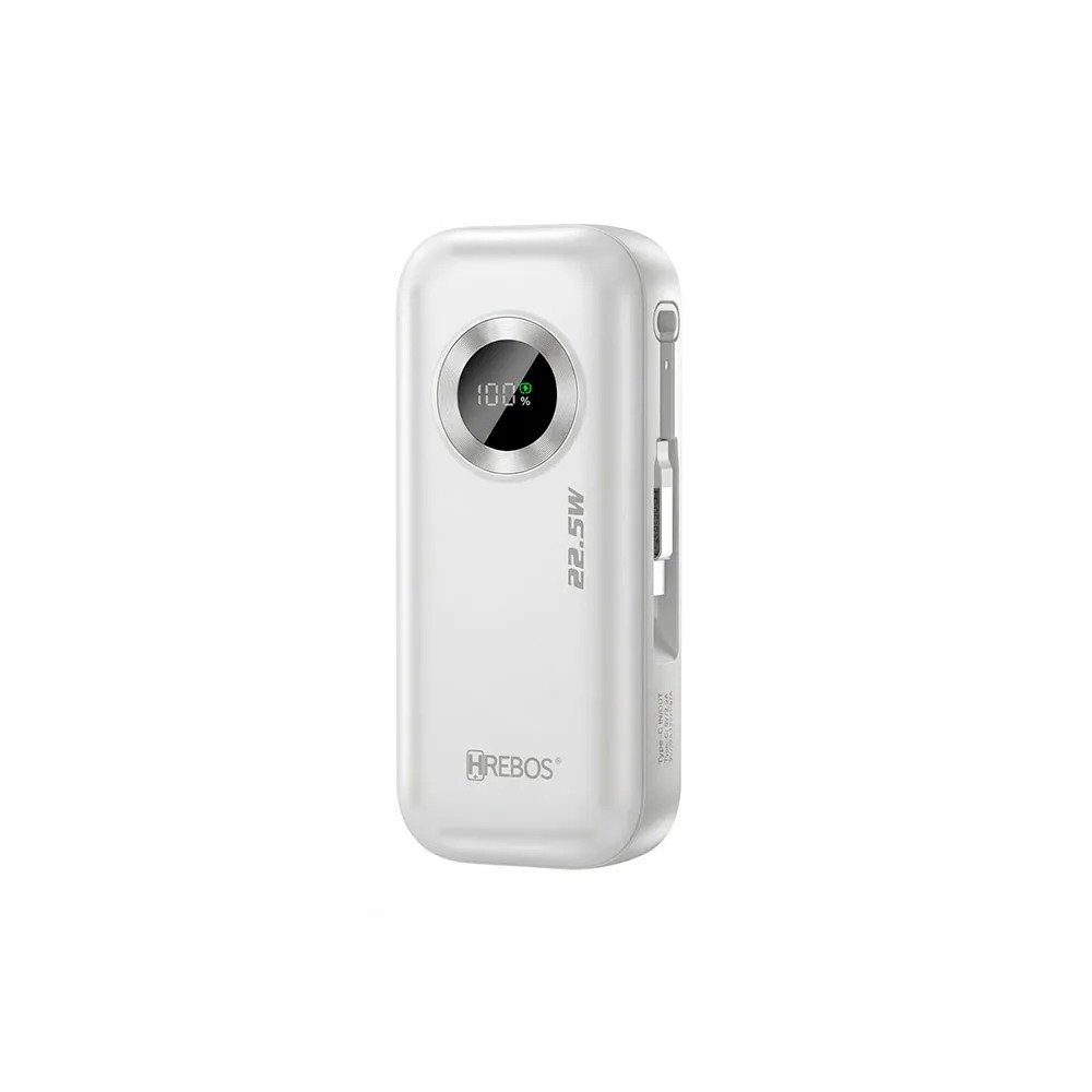 Power Bank Mini Hrebos PB-199 10.000mAh 22.5W Anatel Branco