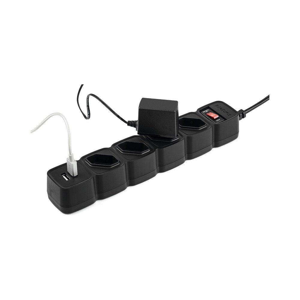 Protetor Elétrico Filtro de Linha Intelbrás 2 Portas Usb Epe 204 Bk