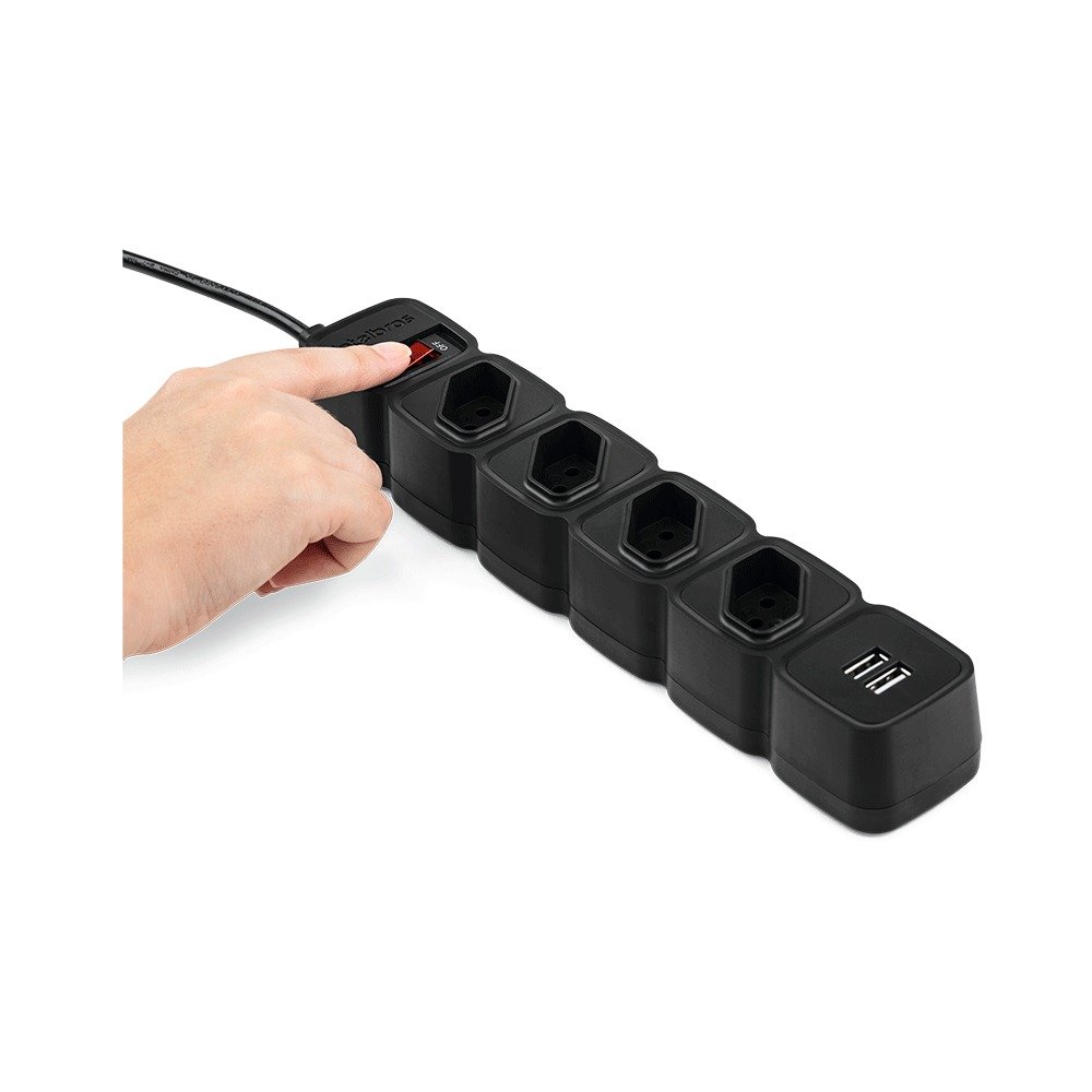 Protetor Elétrico Filtro de Linha Intelbrás 2 Portas Usb Epe 204 Bk