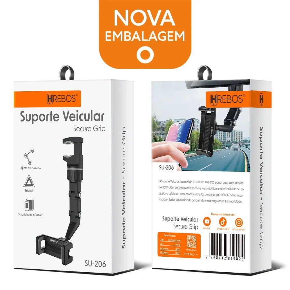 Suporte Veicular Celular Hrebos Su-206 Segure Grip