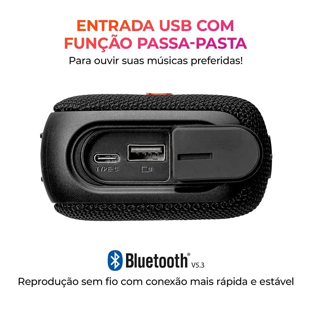 Caixa de Som Bluetooth Aiwa AWS-SP-07-B 7W RMS IPX6 Preta
