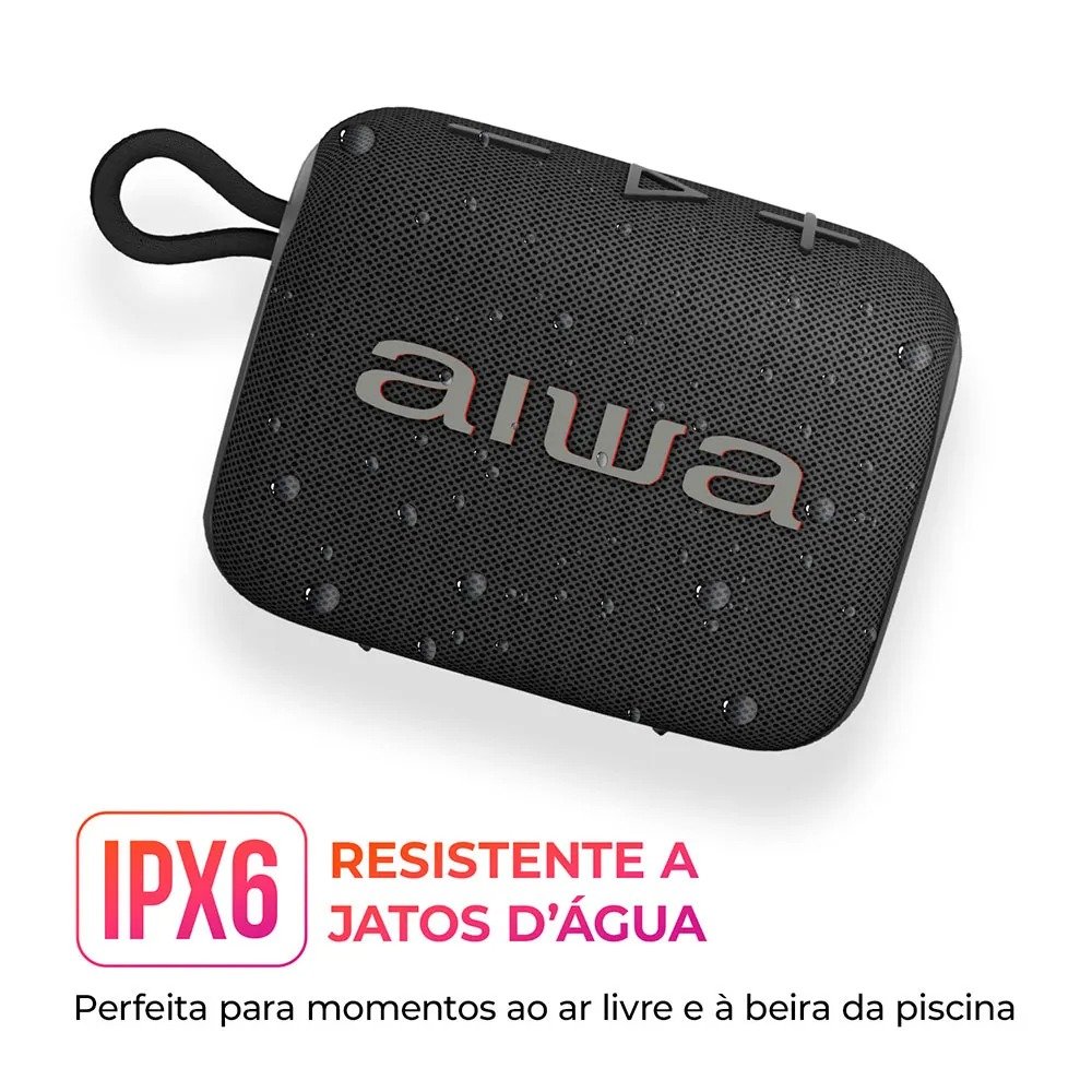Caixa de Som Bluetooth Aiwa AWS-SP-07-B 7W RMS IPX6 Preta