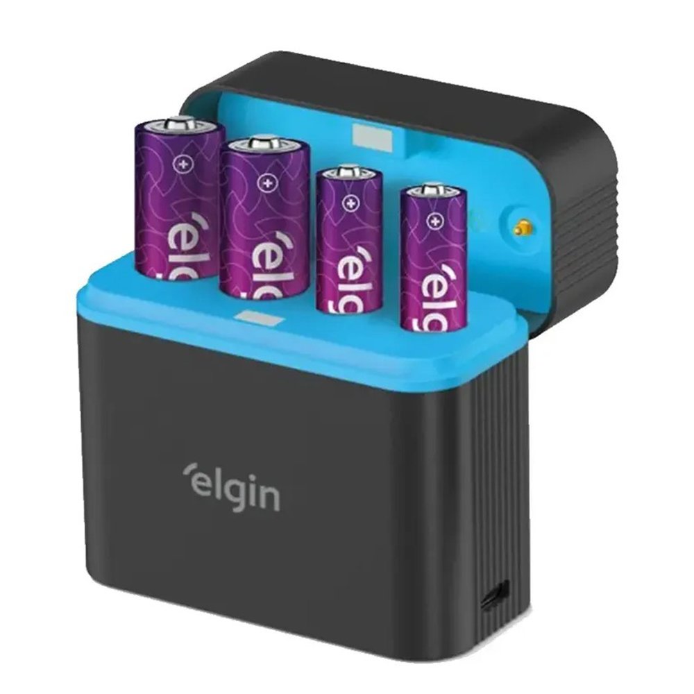 Carregador Elgin Usb-c 46rscusbcx04 4 Pilhas Aa/aaa 5v