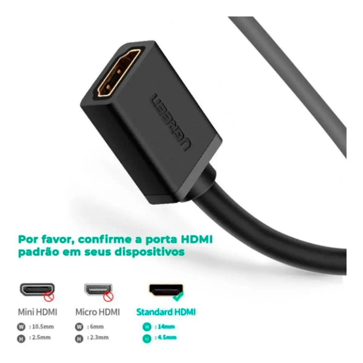 Cabo Extensor Hdmi 2.0 Ugreen Hd107 4k 60hz Alta Velocidade