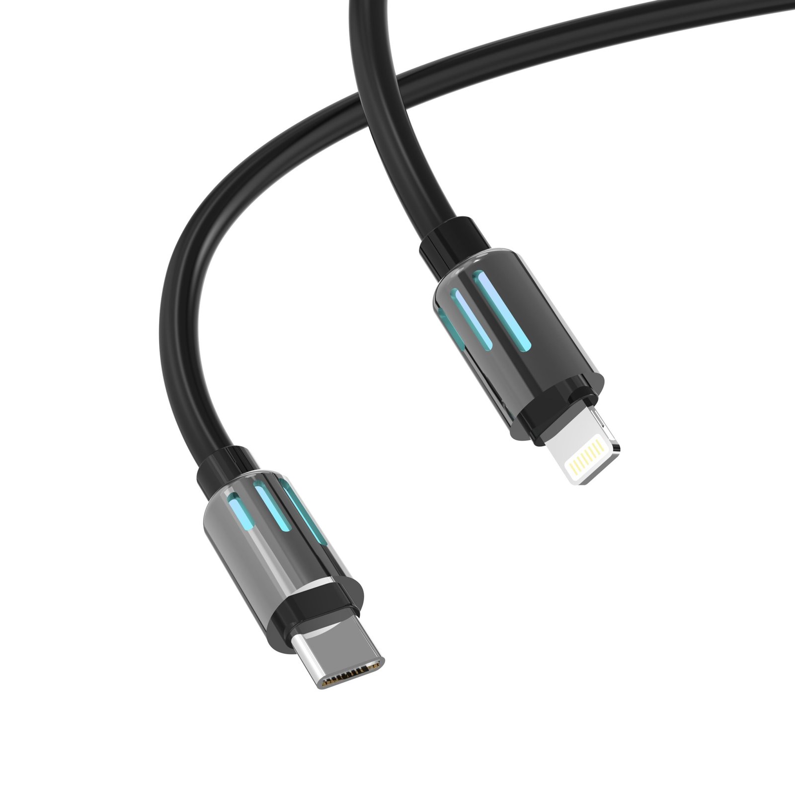 Cabo Hrebos Cb-376i Mechanical Led 60w Usb-c/lgtng 1m Preto