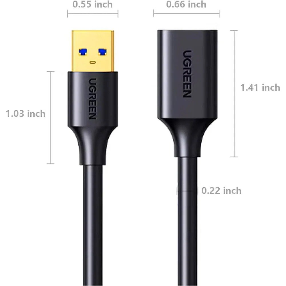 Cabo Extensor Usb 3.0 Ugreen Us129 1m 5gbps Usb-a Preto Preto