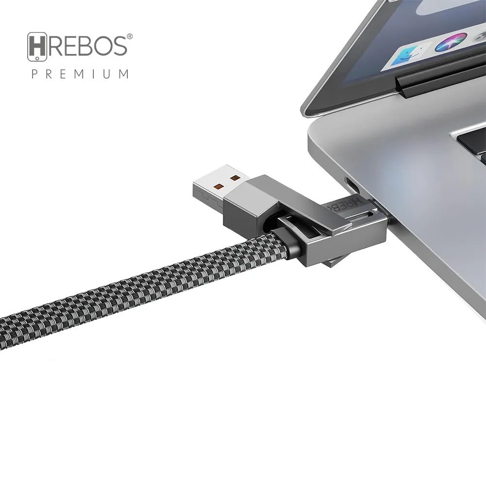 Cabo Hrebos 4 Em 1 Usb-c Lightning 60w Nylon 1.2m Cb-505 Cinza
