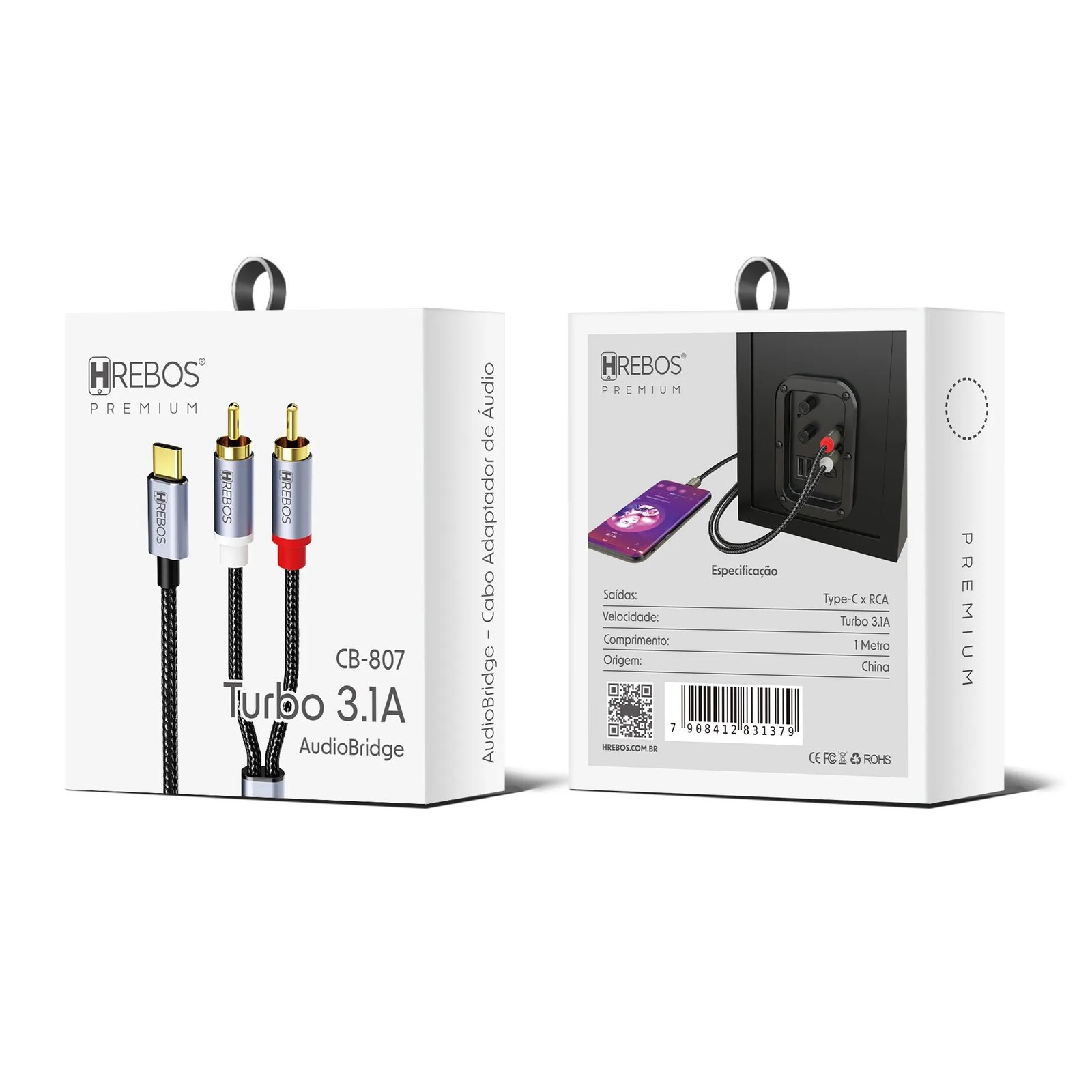 Cabo Audio 1m Hrebos Cb-807 Audiobridge Type-c/rca 3.1a