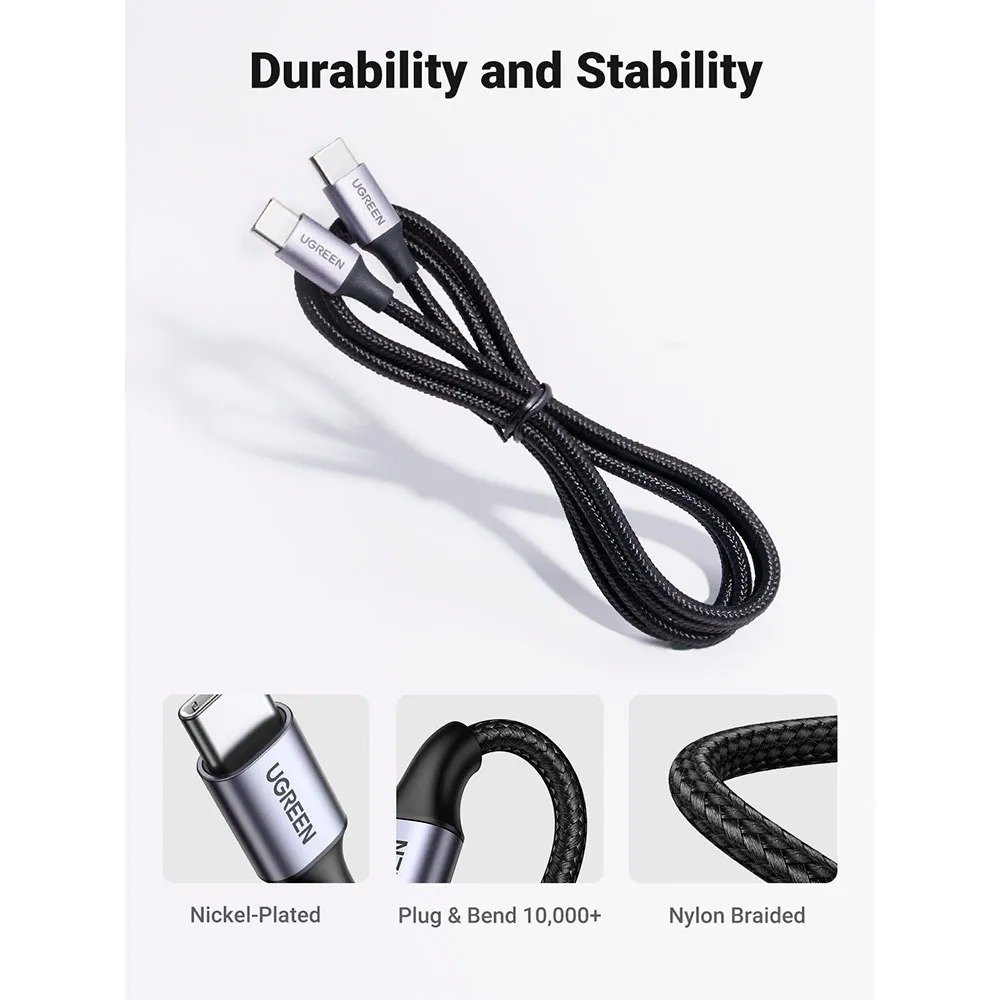 Cabo Ugreen Us261 Usb-c 1mt Preto Fast Charge 60w