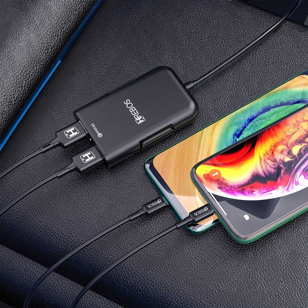 Carregador Veicular Hrebos Crv-392 18w 4usb Turbo Preto