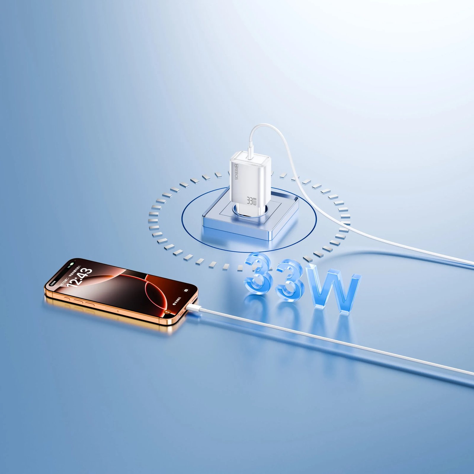 Carregador Smartphone Hrebos Crg-260c Fluxion 33w Cabo Usb-c