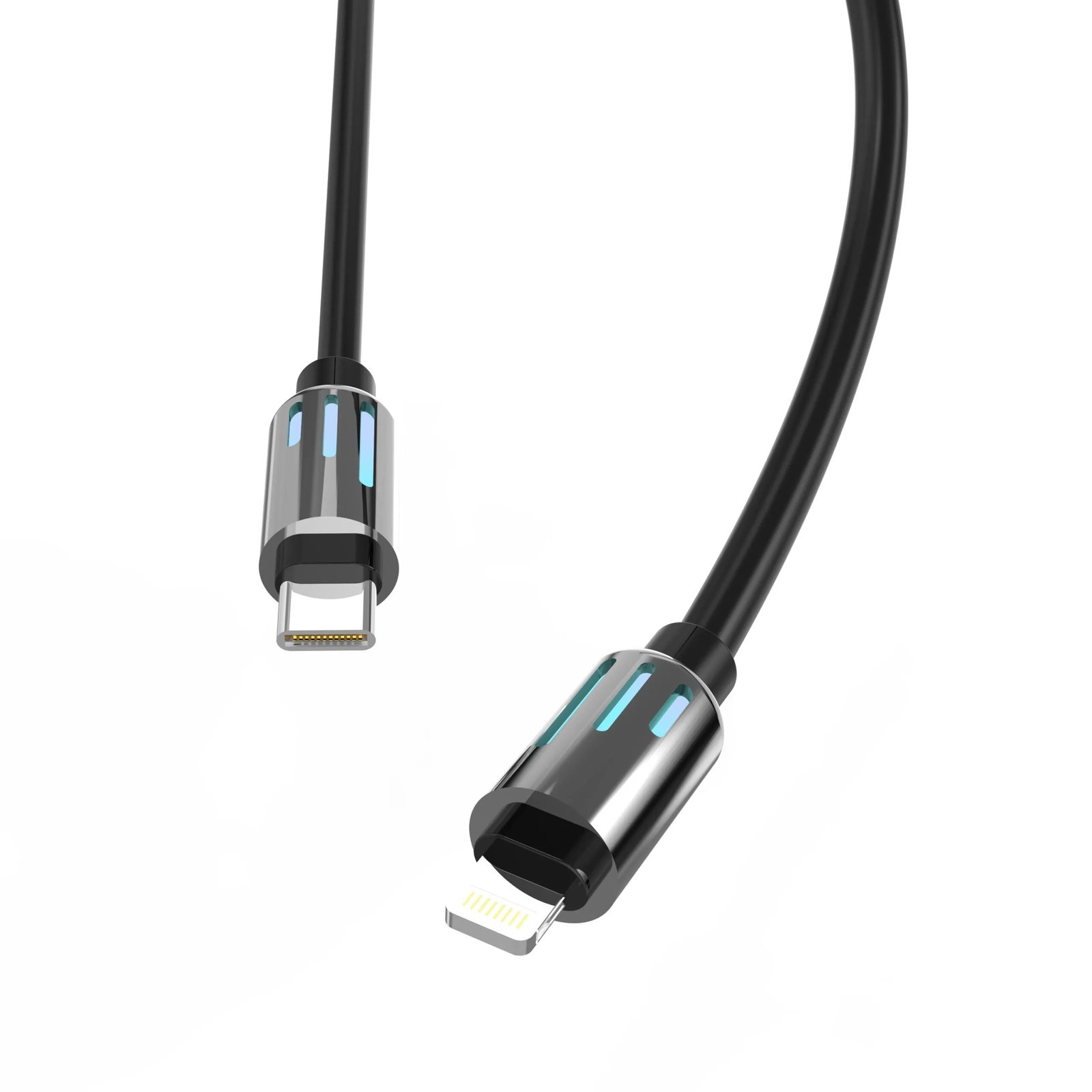 Cabo Hrebos Cb-376i Mechanical Led 60w Usb-c/lgtng 1m Preto