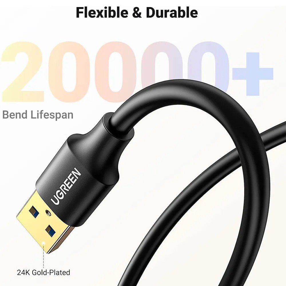 Cabo Extensor Usb 3.0 Ugreen Us129 1m 5gbps Usb-a Preto Preto