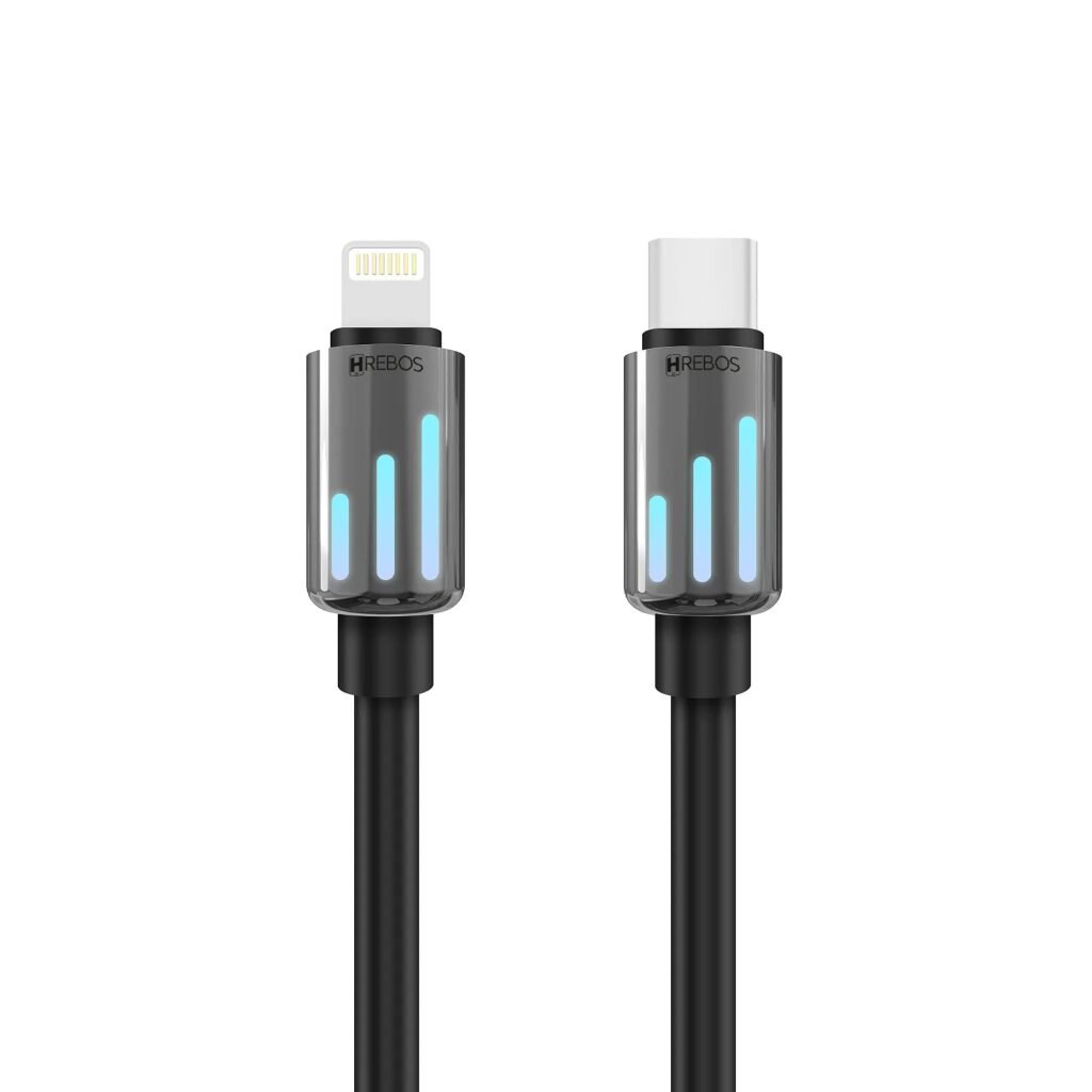 Cabo Hrebos Cb-376i Mechanical Led 60w Usb-c/lgtng 1m Preto