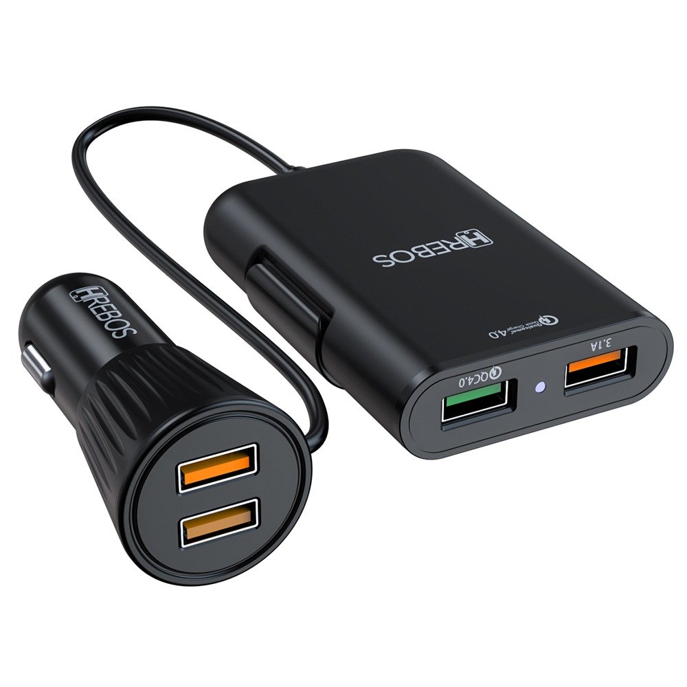 Carregador Veicular Hrebos Crv-392 18w 4usb Turbo Preto