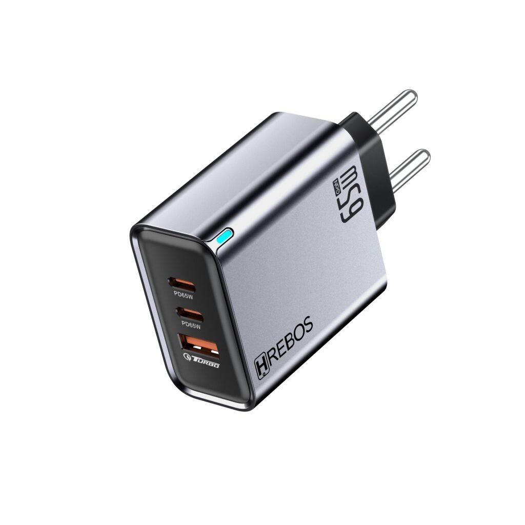 Carregador Smartphone Hrebos Crg-239 65w Usb-c Cinza