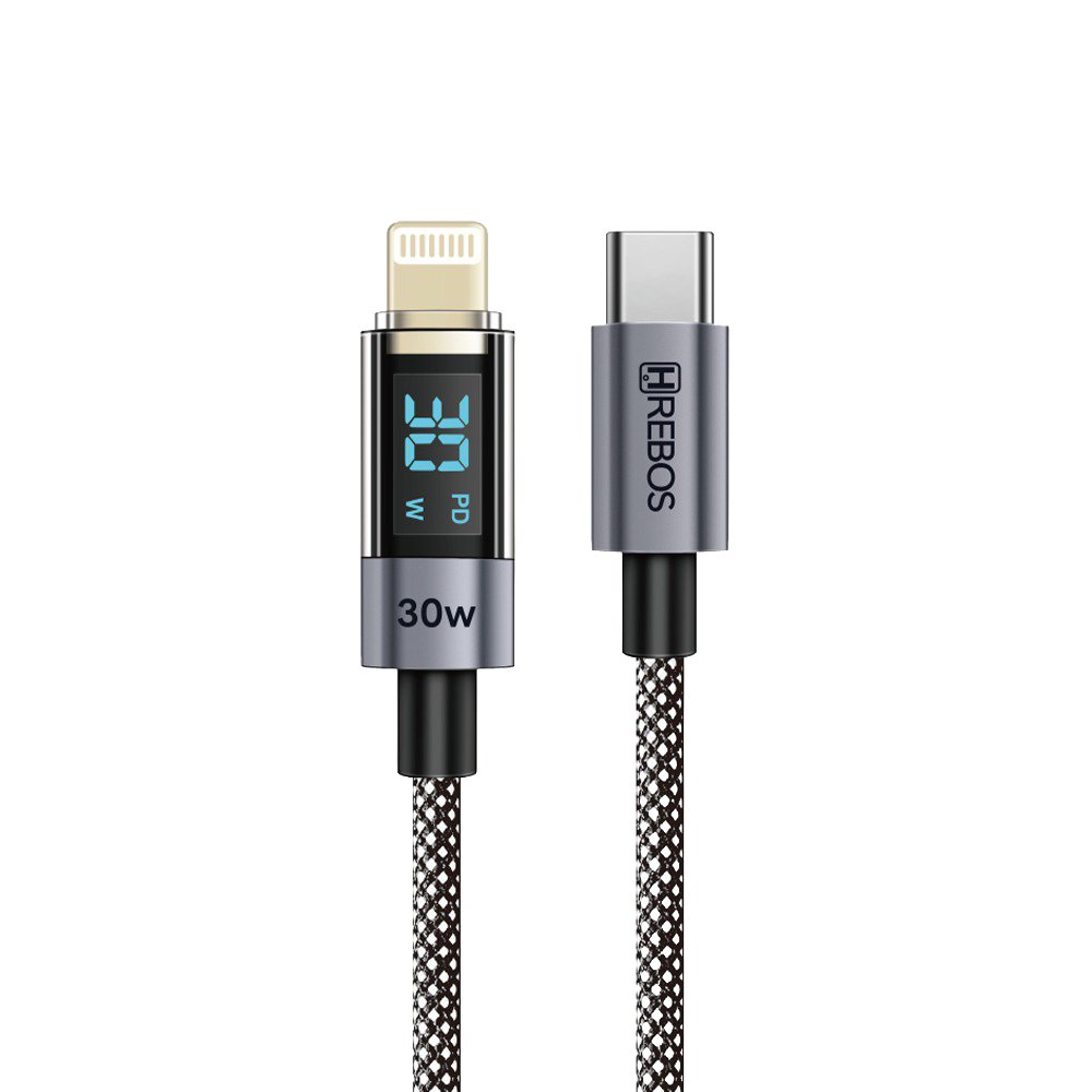 Cabo Hrebos Cb-372i Tech Led 100w Usb-c/lgtng Visor 2m Preto