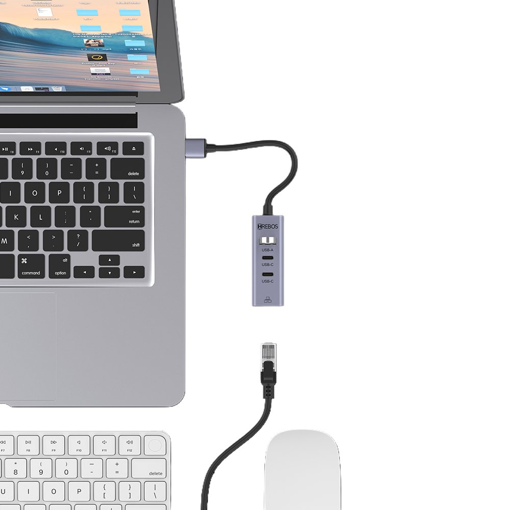 Hub Hrebos Ad-262 Flowhub Usb 2 Portas Ethernet Cinza Metálico Com Cabo Preto