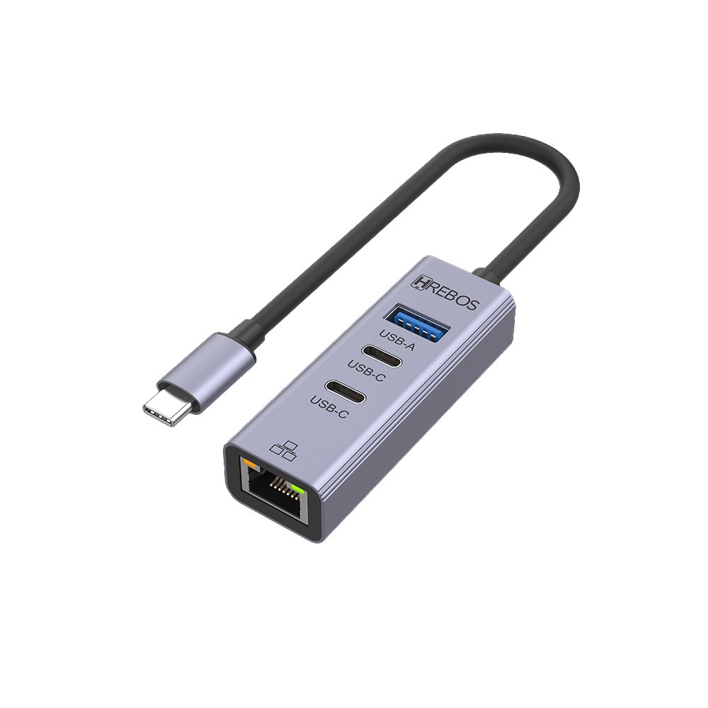 Hub Multifuncional Hrebos Flowhub Ad-263c Usb Ethernet Rj45 Cinza