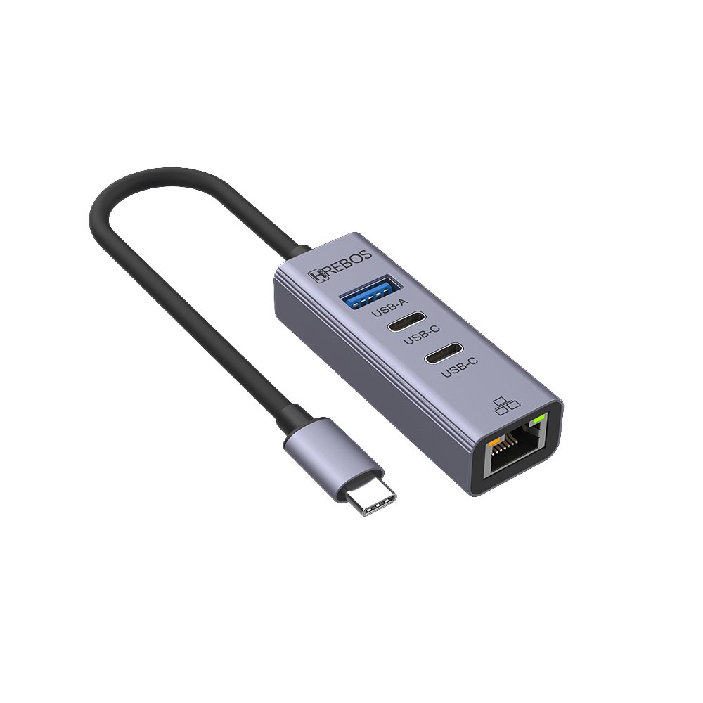 Hub Multifuncional Hrebos Flowhub Ad-263c Usb Ethernet Rj45 Cinza