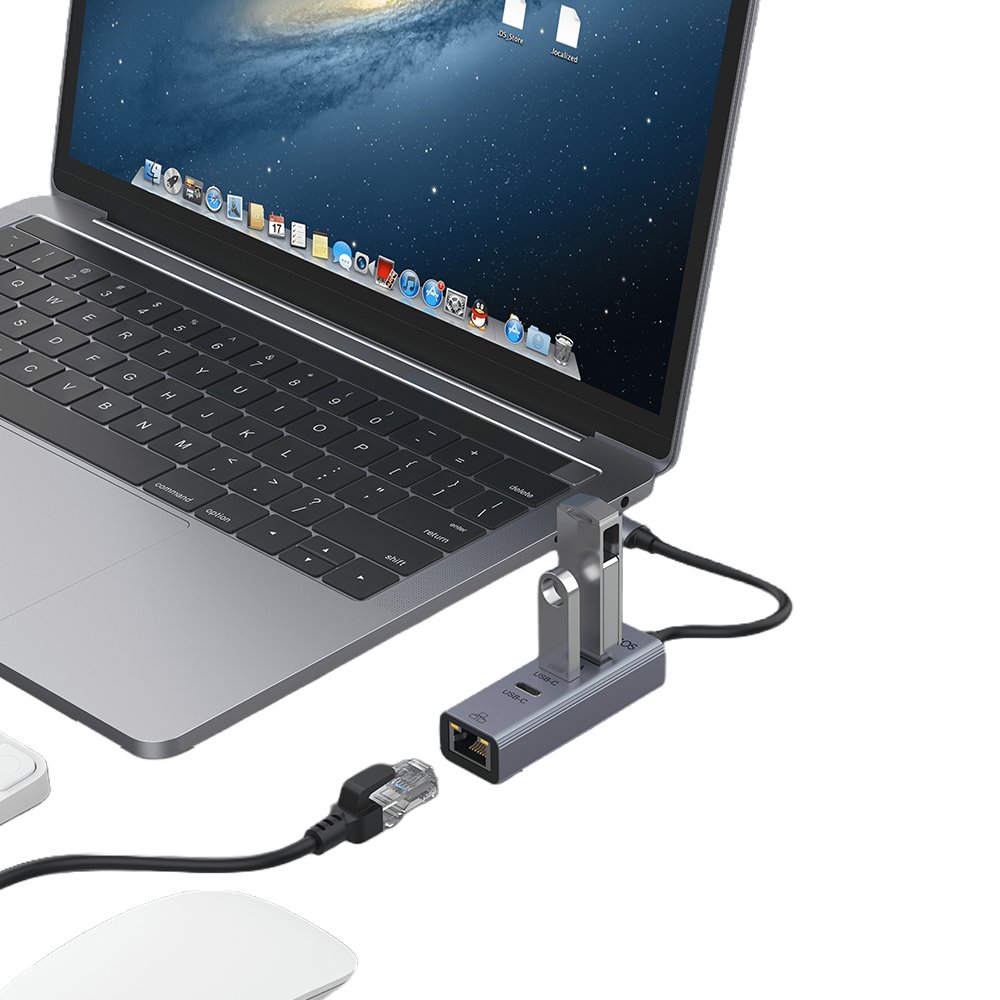 Hub Multifuncional Hrebos Flowhub Ad-263c Usb Ethernet Rj45 Cinza