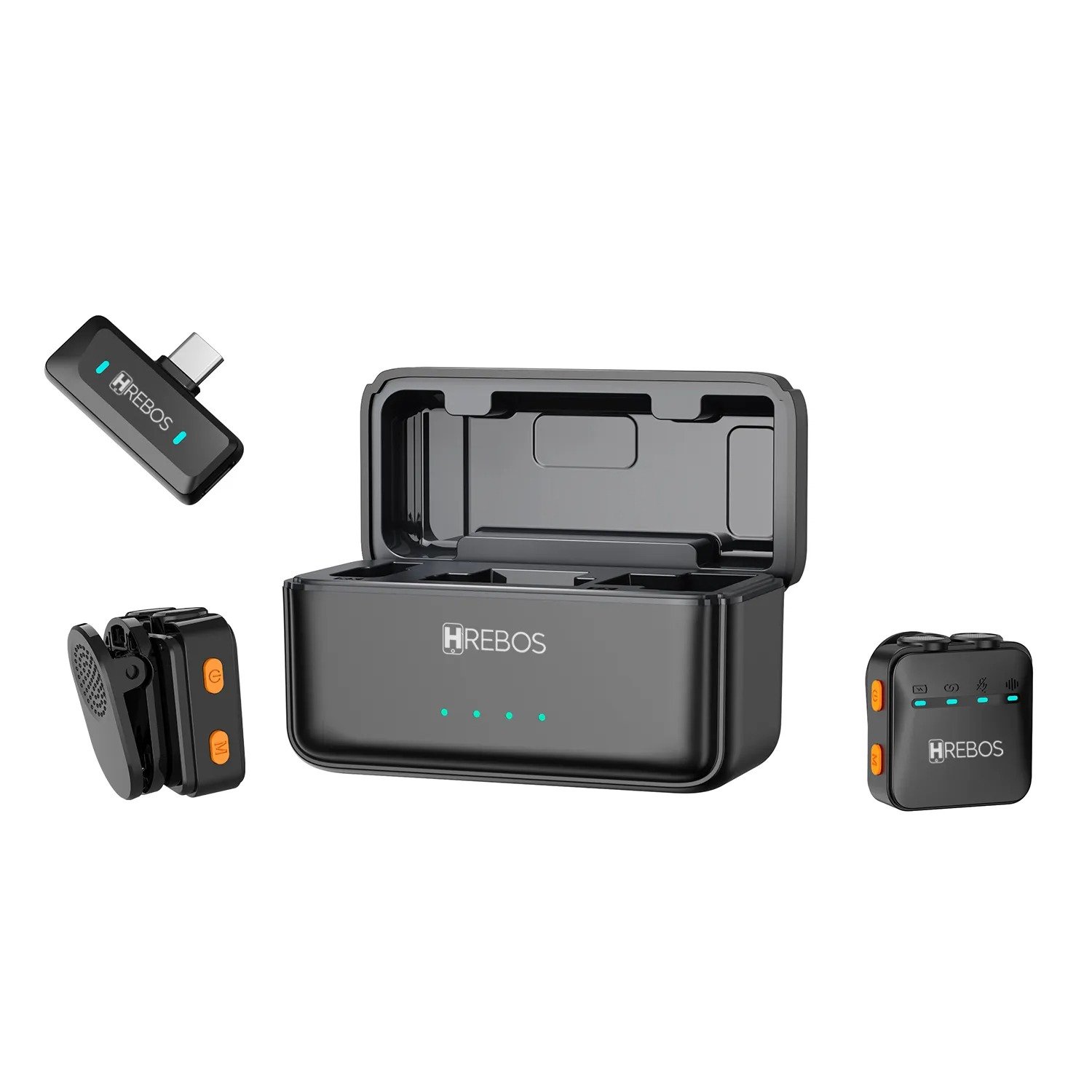 Microfone Lapela Hrebos If-1001 Wavemic Wireless 2.4ghz Preto