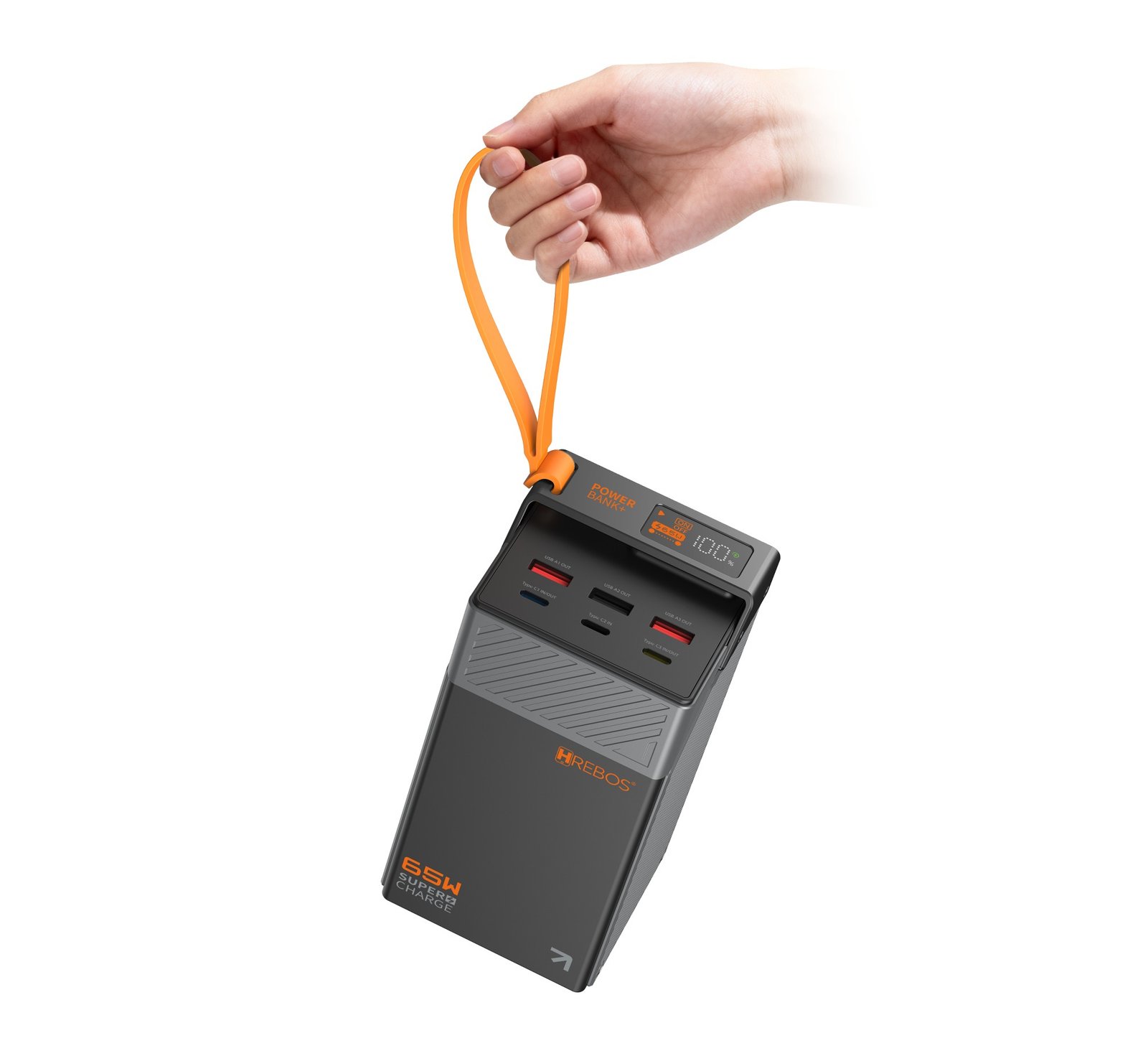 Power Bank Hrebos Pb-998 Forza 50000mah 65w Display Preto