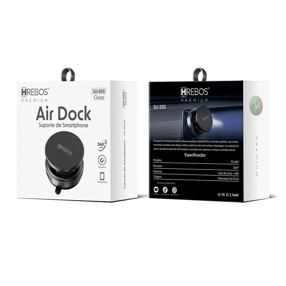 Suporte Smartphone Veicular Hrebos Su-255 Air Dock Articulado