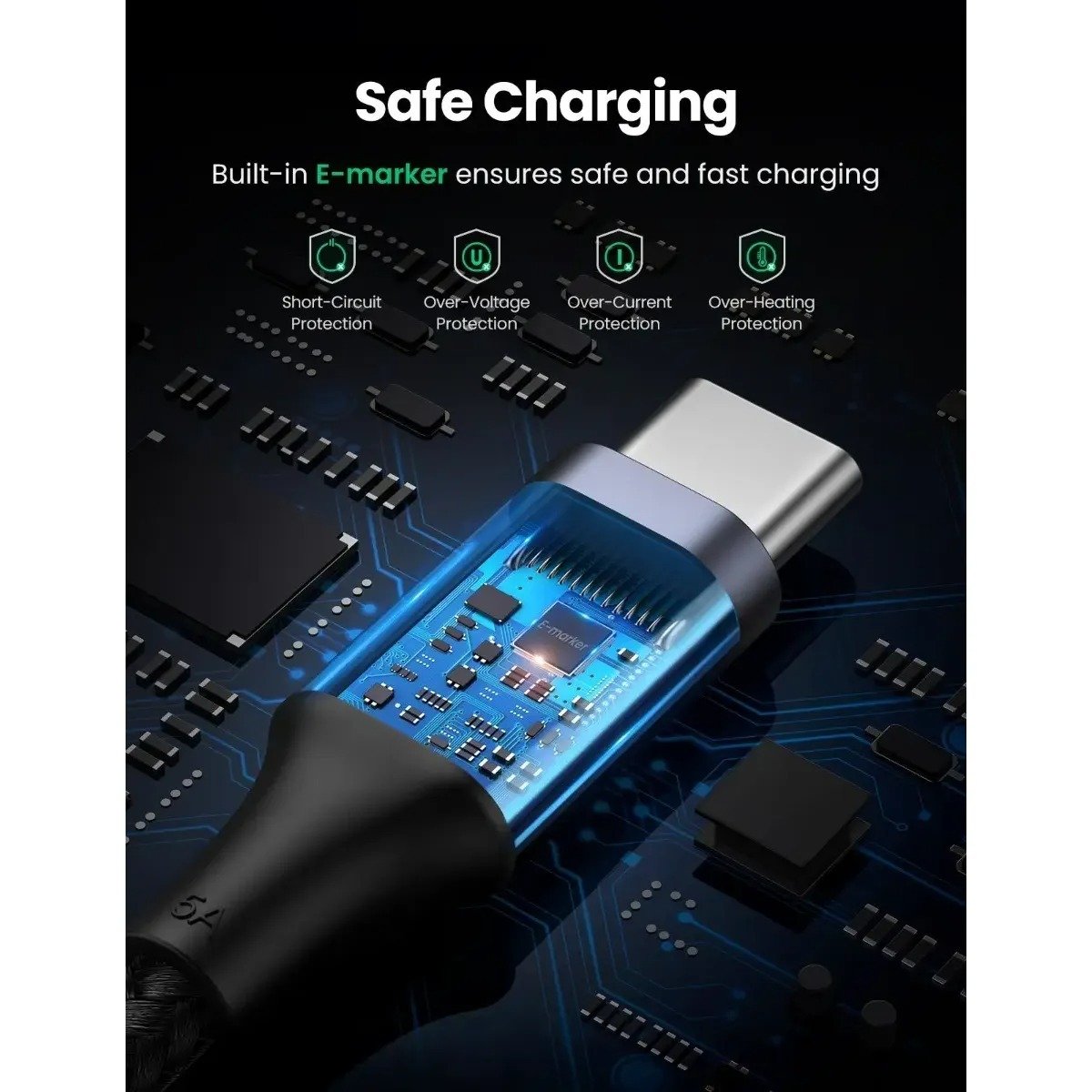 Cabo Ugreen Usb-c Para Usb-c 100w 5a 2m Us316 Preto Pd